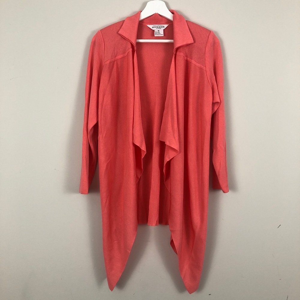 Exclusively Misook Salmon Pink Drape Cardigan